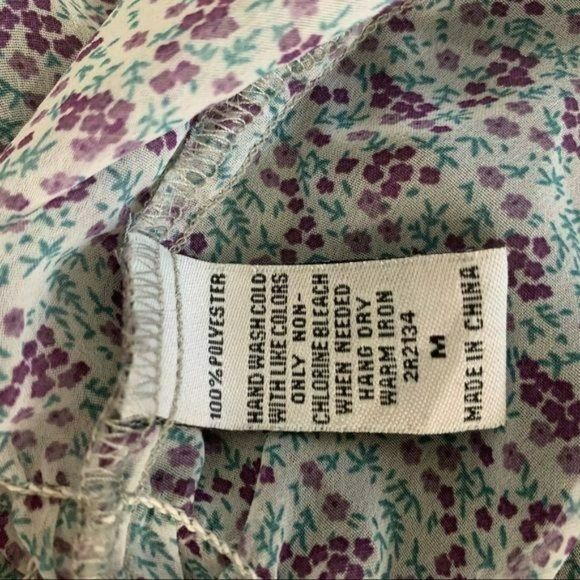 Cecico Women's Floral Off Cold Shoulder‎ Peplum Sheer Blouse Size Medium M - Picture 11 of 12